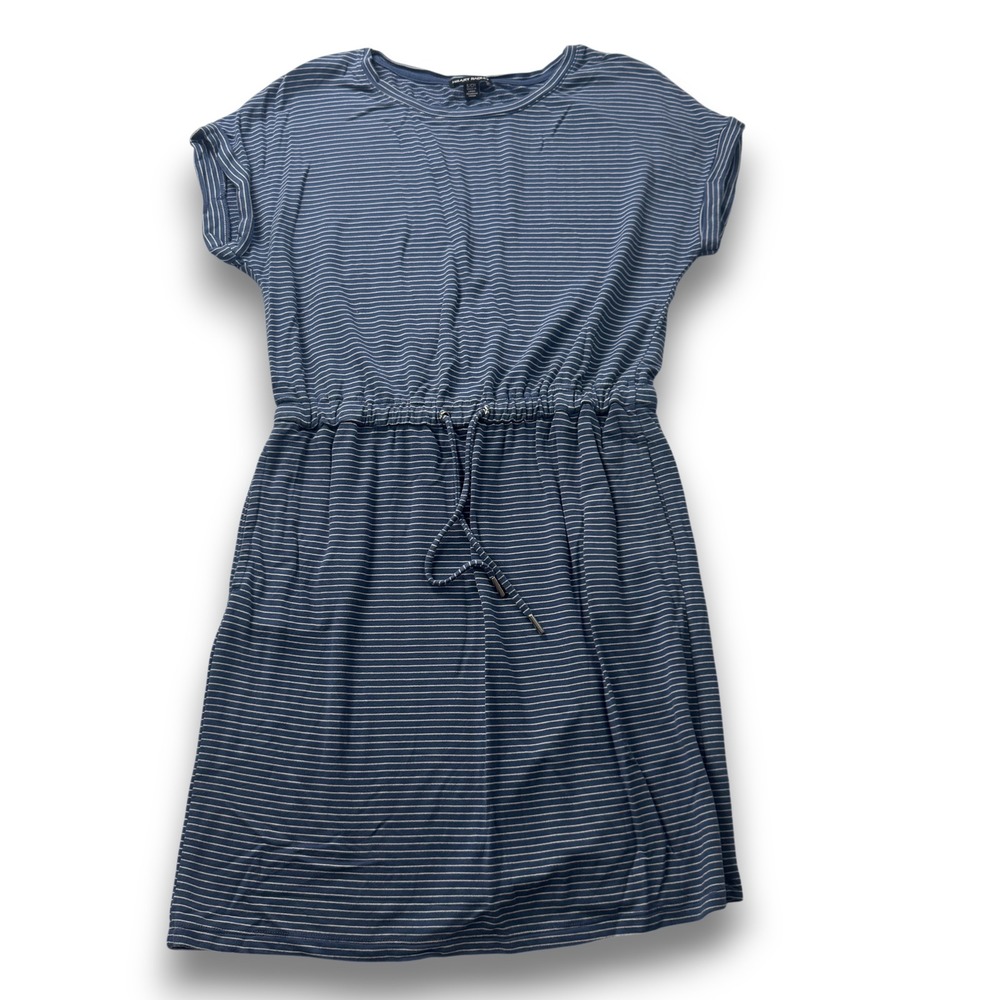 Hilary Radley Blue Striped Drawstring Waist T-Shirt Dress Womens SmallCU8313-46L
